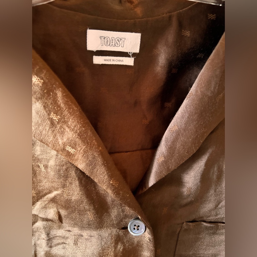 Toast UK Linen Silk Jacquard Easy Shirt Size XL Bronze BNWOT Never Worn - Picture 6 of 7
